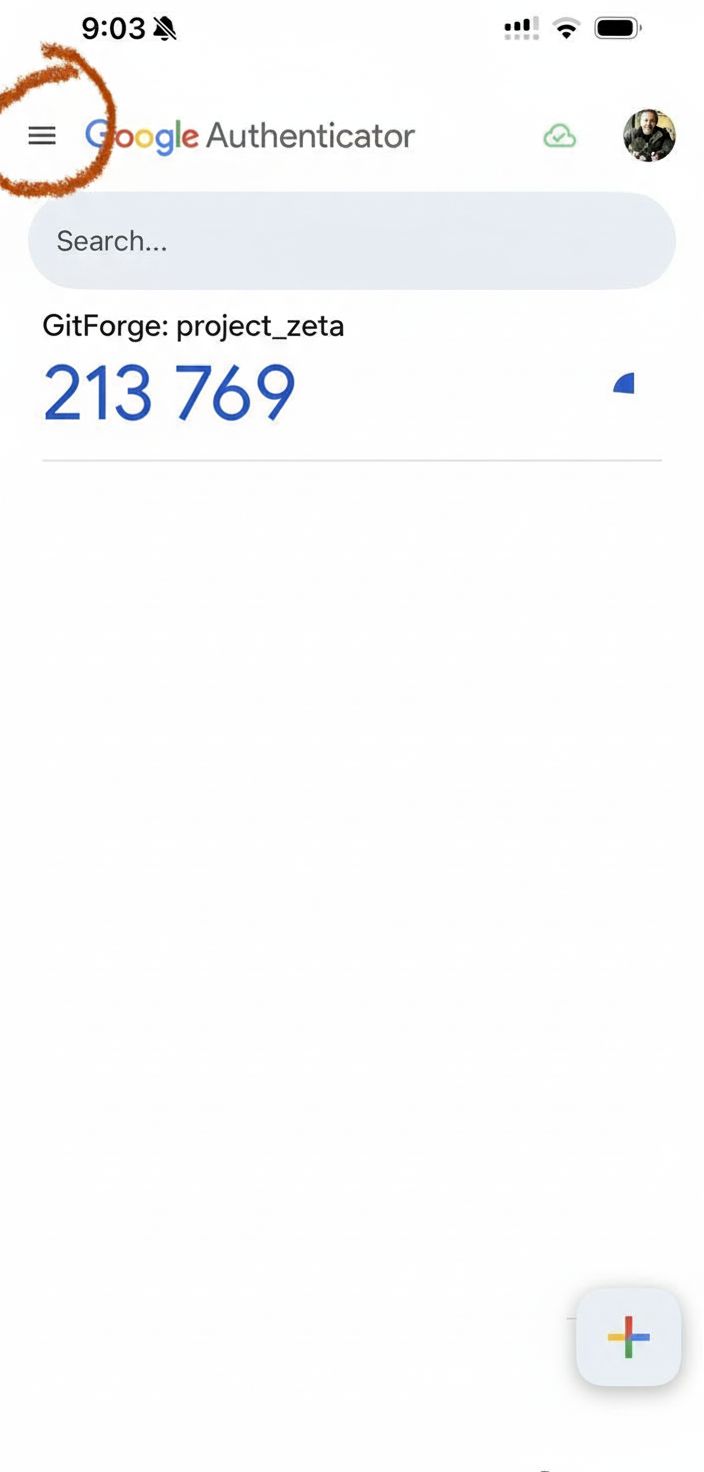 Step 1 - Open the menu in Google Authenticator