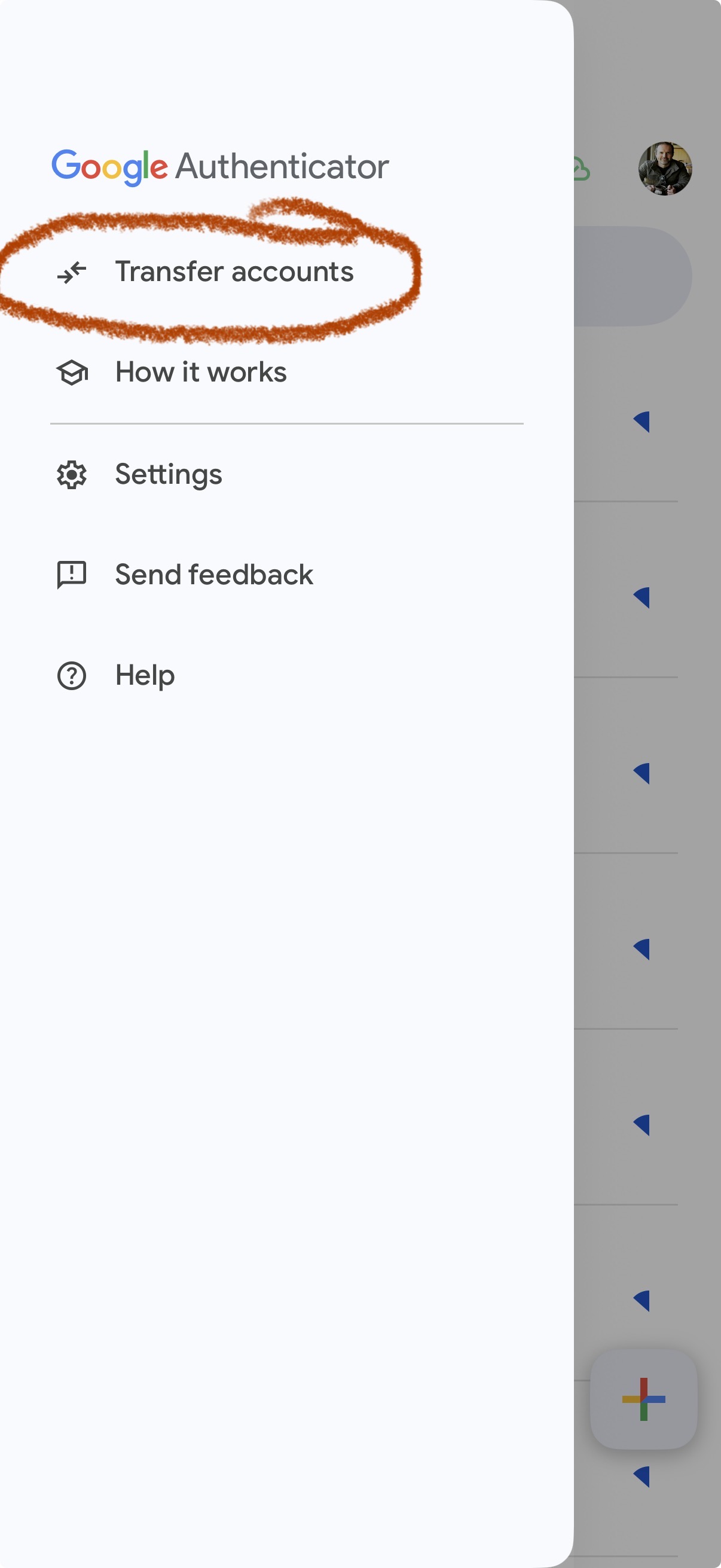 Step 2 - Tap Transfer accounts