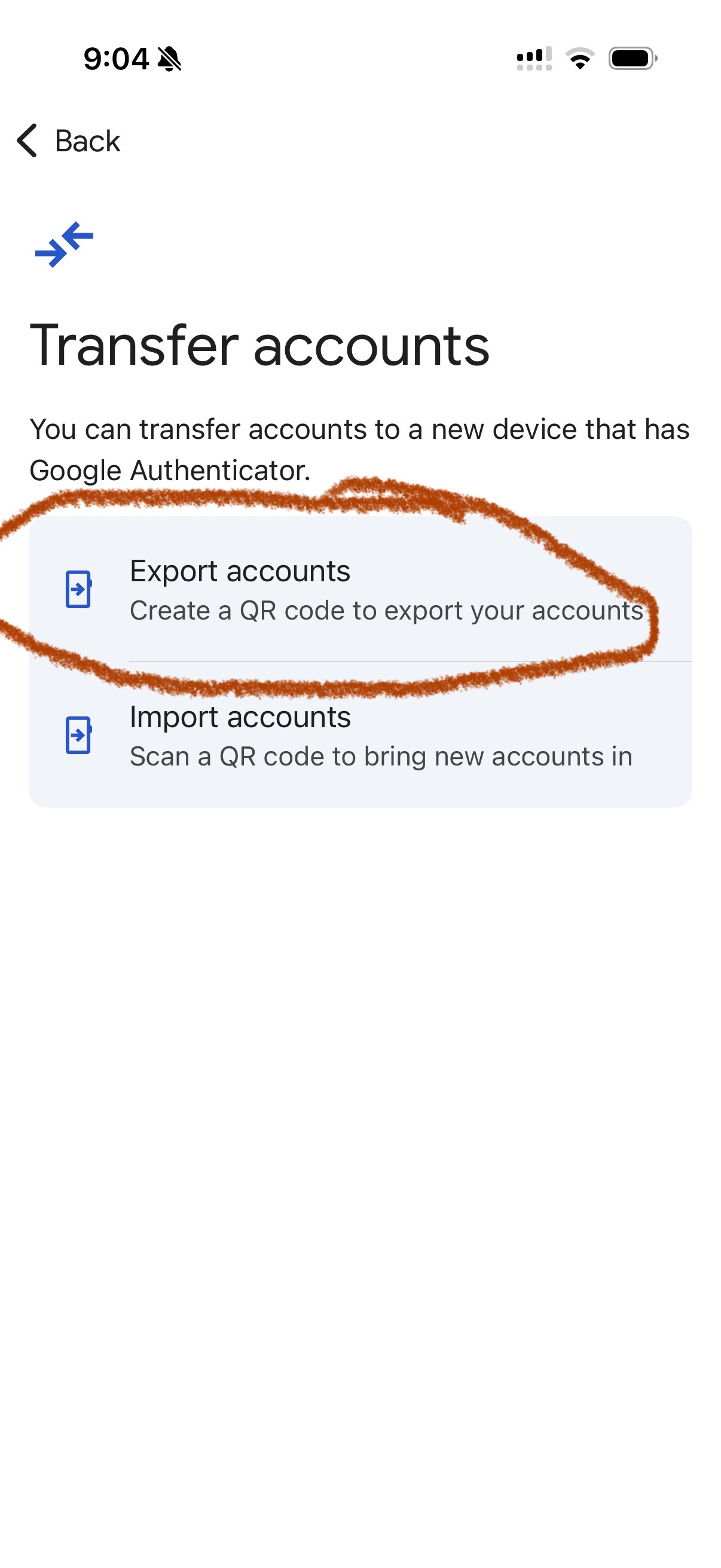 Step 3 - Choose Export accounts